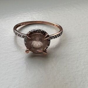 Miadora 10K Rose Gold 1ct Morganite and Diamond Halo Ring (G-H, I1-12) Size 7